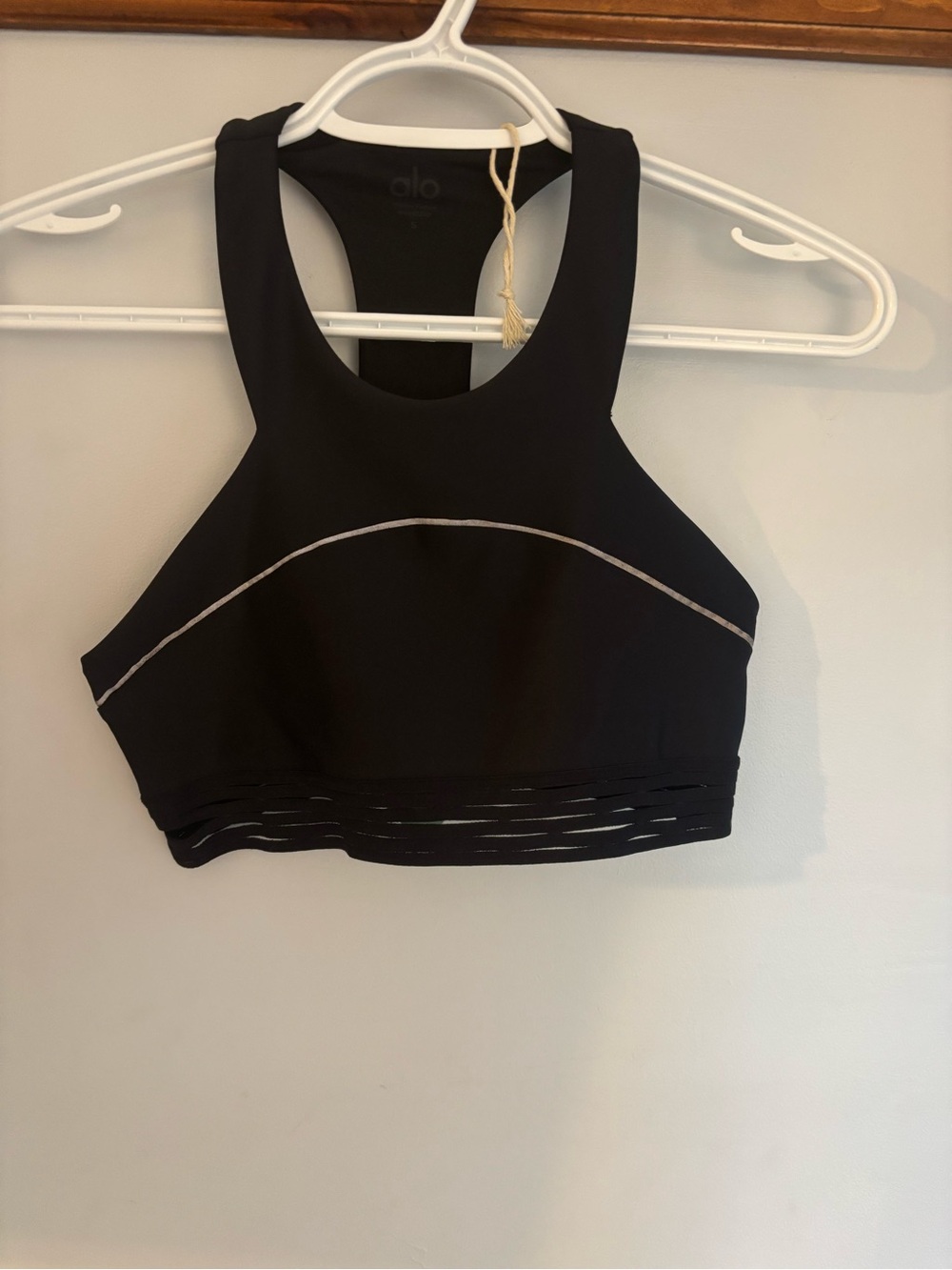 ALO Yoga Black High-Neck Laser-Cut Sports Bra